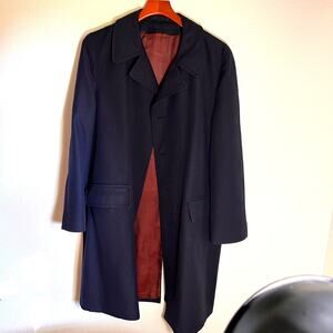 Vintage Textured Blue Trench Coat
